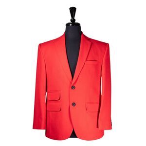 Mens Blazer Red 100% Wool 2 Button Formal Wedding Party Jacket Sport Coat 36S